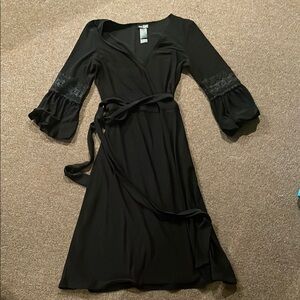 Bisou Bisou Black Ruffled Wrap Dress
